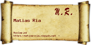 Matias Ria névjegykártya